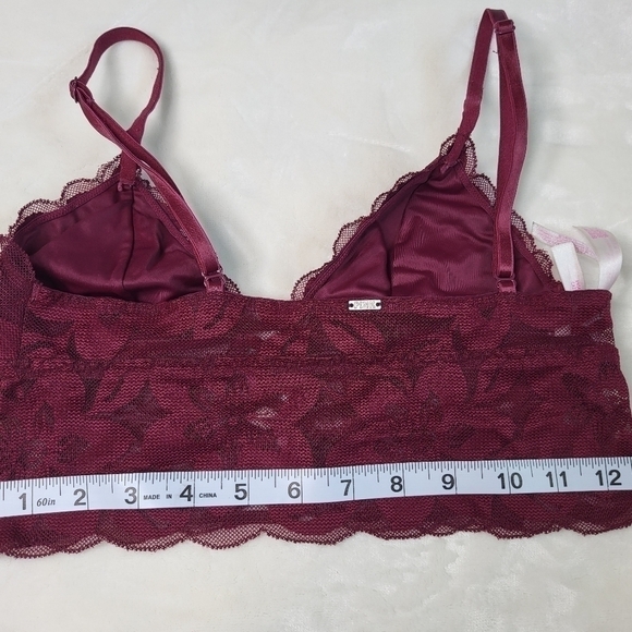 VICTORIA Secret Pink Lace Bralette. Size XS Xtra Small. Burgundy - Picture 5 of 5